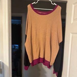 Express Tan, Black, and Purple Sweater